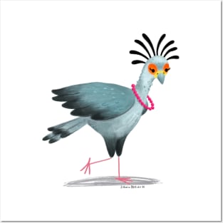 Secretary Bird with necklace Posters and Art
